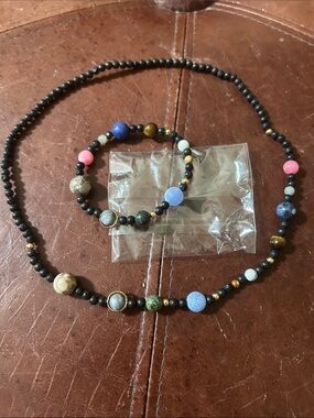 Solar system Beaded Necklace and Bracelet Set